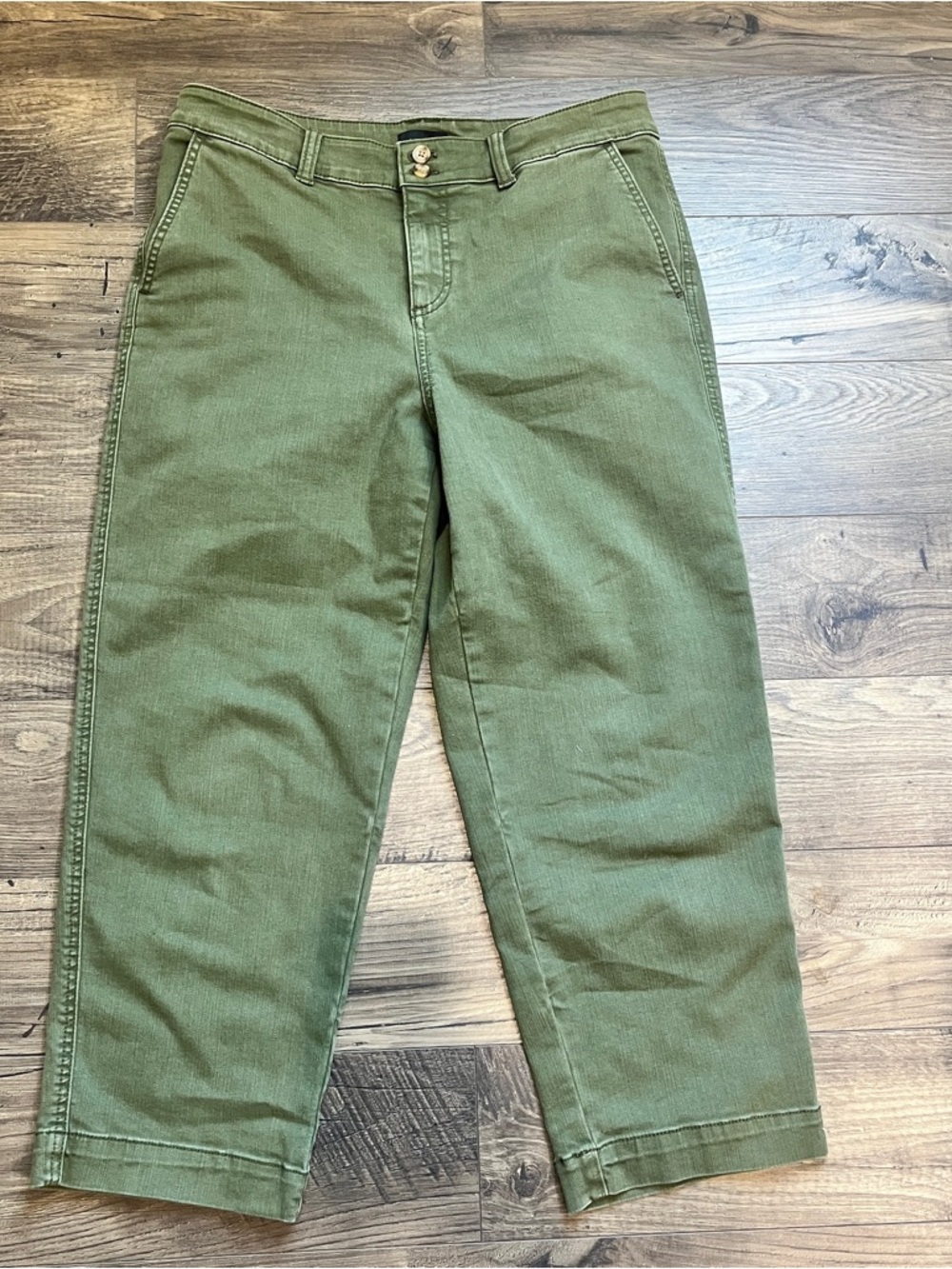 Talbots Olive Green Straight Ankle Jeans Size 8P Petite Stretch Pants